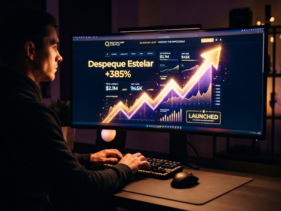 Panel mostrando el crecimiento y lanzamiento exitoso de un sitio web